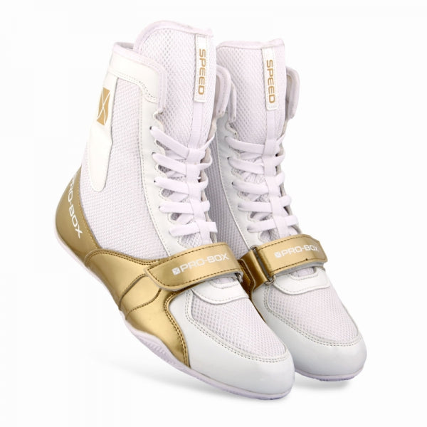 SPEED BOOTS WHITE-GOLD. SIZES: 7-14 *NEW*