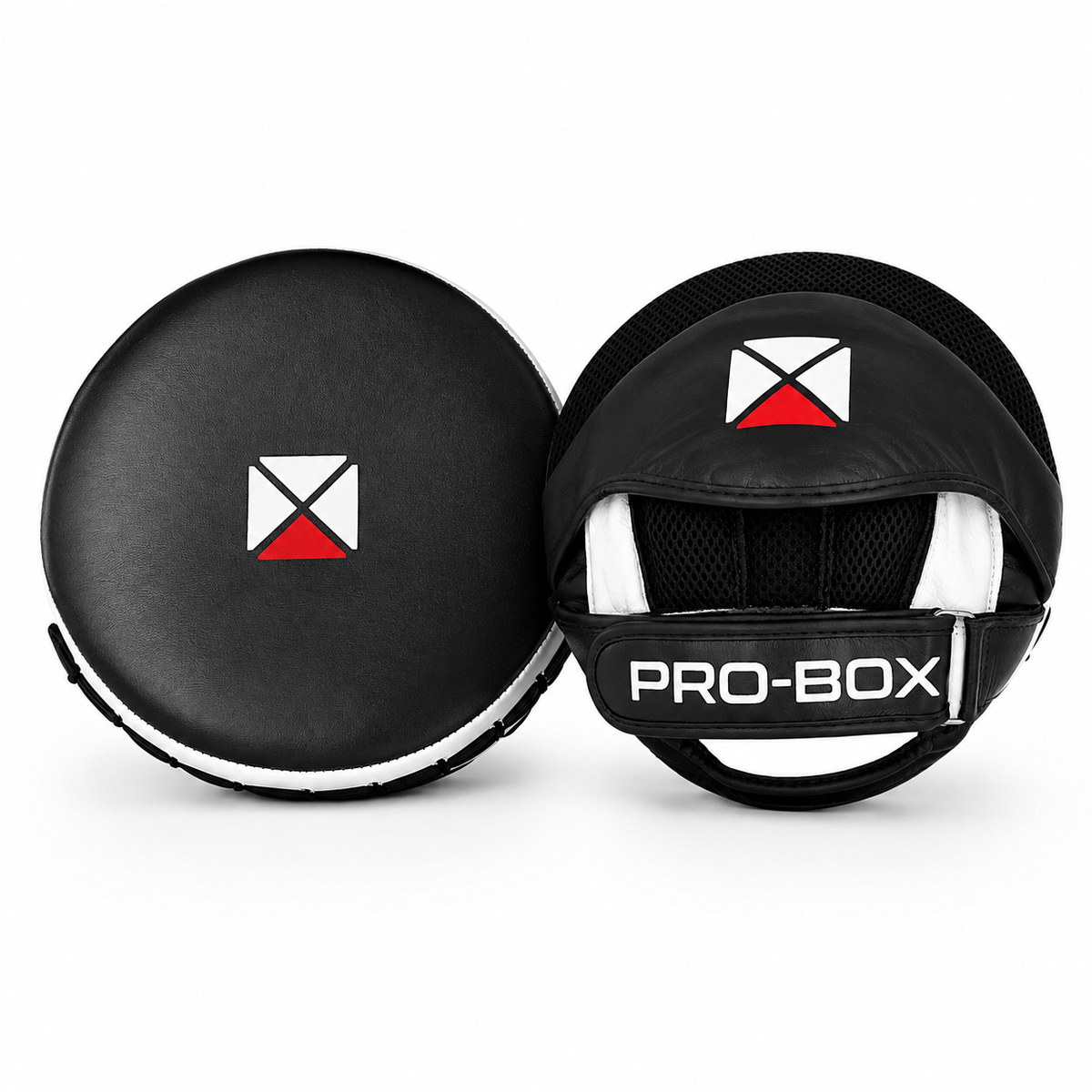 LEATHER ROUND PADS BLACK-WHITE