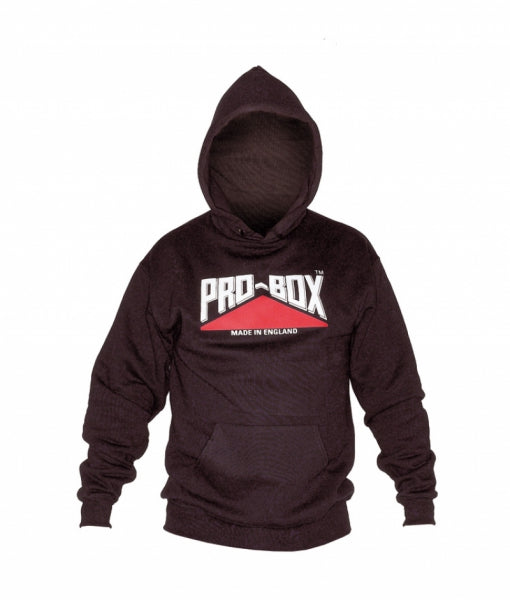 PRO-BOX BLACK HOODED SWEAT TOP.