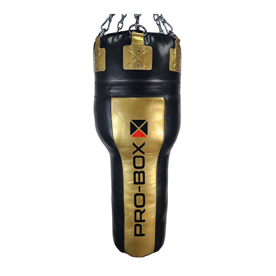 'CHAMP' LEATHER HYBRID 4ft ANGLE BLACK-GOLD & CHAIN