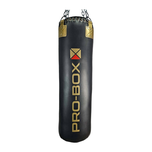 'CHAMP' LEATHER HYBRID 4ft STRAIGHT BLACK-GOLD & CHAIN