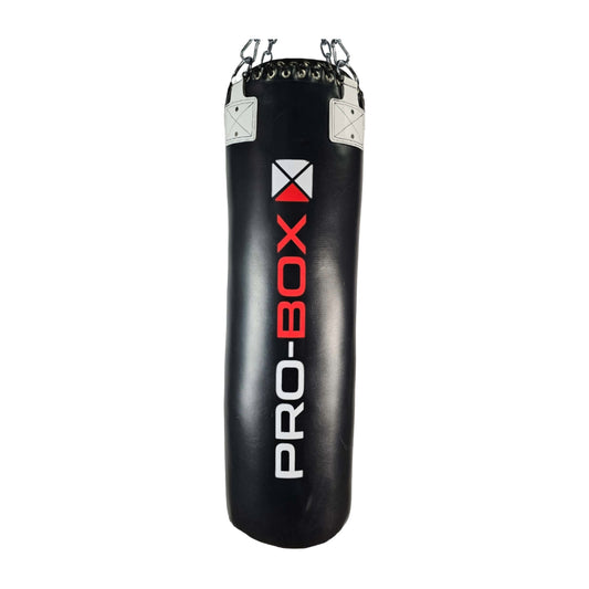 'CHAMP' LEATHER HYBRID 4ft STRAIGHT BLACK-WHITE & CHAIN